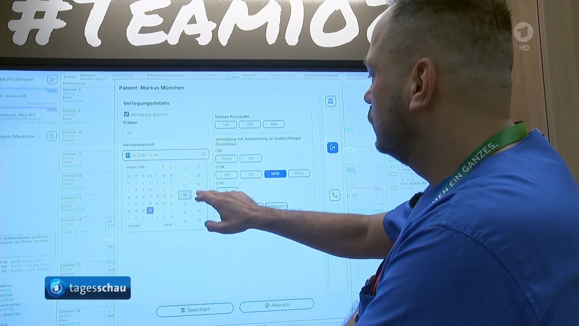 Digitales Whiteboard Krankenhaus in der tagesschau